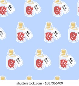 Pattern for Valentine's Day. Vector illustration. Print, poster, paper, textile and card design. Heart, love, romantic, celebrating, merry, wedding, potion. 