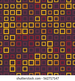The pattern of a variety of squares on a dark background. Bright warm colors.