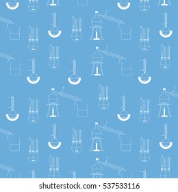 Pattern of various distillation apparatuses for the chemical laboratory technology, creatively set the scene, any continuable, free scalable vector graphic