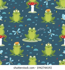 Pattern various funny frogs: