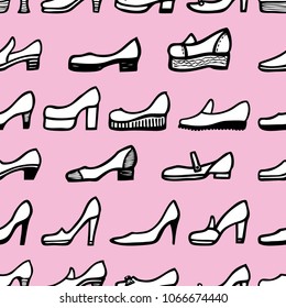 Pattern of various models of female shoes