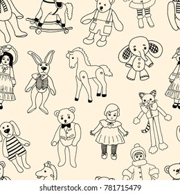 pattern of the various old toys