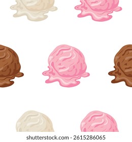 pattern with various soft serve ice cream scoops in different flavors and colors, for various summer designs