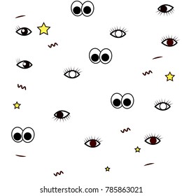 Pattern in the various style of psychedelic eyes . The template for the scarf and cover fabric, books.Pattern for fashion with eyes style.  Modern and temporary design for the fabric.