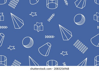 pattern various vector geometric elements. Retro graphic abstract shapes, shapes, isometric patterns in illustration collection. black lines on white background