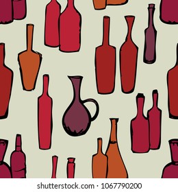 Pattern of the various wine bottles