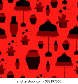 The pattern vase and lamp Chinese style, vector illustration.