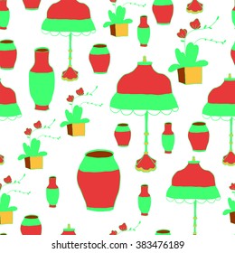 The pattern vase and lamp Chinese style, vector illustration.