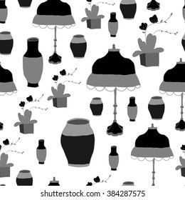 The pattern vase and lamp Chinese style, vector illustration.