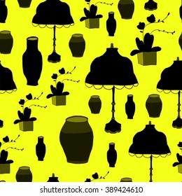 The pattern vase and lamp Chinese style, vector illustration.