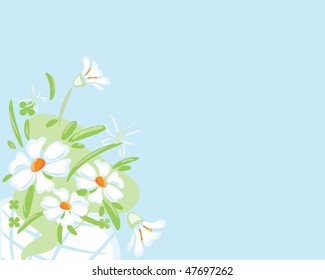 pattern of vases with flowers and butterflies