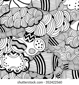 Pattern with vector abstract clouds. Artistically clouds. Made by trace from sketch.