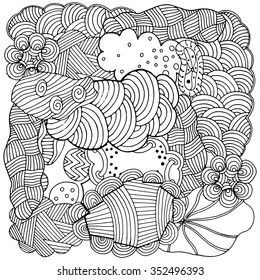 Pattern with vector abstract clouds. Artistically clouds. Made by trace from sketch.