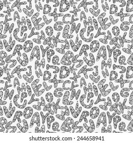 Pattern vector. Alphabet hand drawn