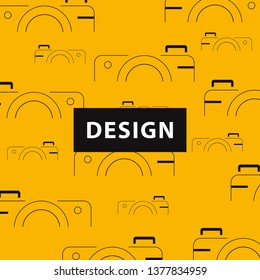 pattern vector camera, in the form of a cut camera with a yellow background. elegant, unique, modern, background.