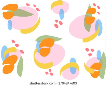 Pattern vector. It can be used in prints, fabrics. White background. Colorful patterns. Can be used in all kinds of design stages.