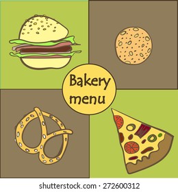 pattern vector card with baking fast food