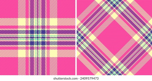 Pattern vector check of fabric texture plaid with a background tartan seamless textile. Set in rainbow colours. Bed sheet designs for the bedroom.