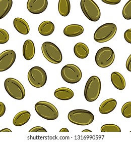 Pattern of vector colorful illustrations on the vegetables theme: olives. Isolated editable objects for your design.