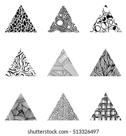Pattern with vector doodle triangle texture. Abstraction illustration.