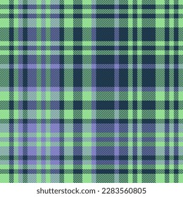 Pattern vector fabric. Plaid tartan check. Seamless background textile texture in blue and dark colors.