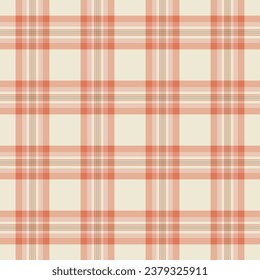 Pattern vector fabric of tartan seamless check with a plaid background texture textile in light and orange colors.