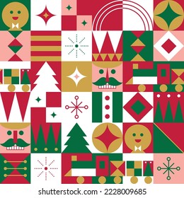 Pattern Vector FAO Illustration Geometry Seamless Christmas Holyday Toys Nutcracker Gingerbread Train Graphic design