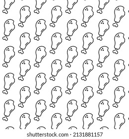 Pattern Vector Flat Illustration, Bitten Fried Chicken, Chicken Legs Texture Pattern Design