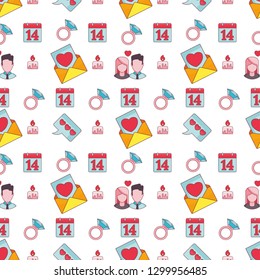 Pattern of vector flat outline icons on the theme of love, relationships, romantic feelings. Design for packaging, clothing, bed linen, for wrapping paper. Valentine's Day gifts.