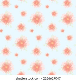 Pattern with vector flowers. Imitation of watercolor. Floral pattern for illustrations, postcards, wrapping paper, fabrics.