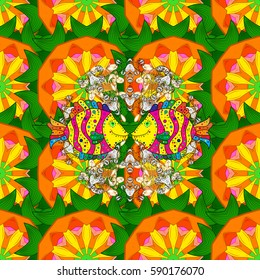 Pattern. Vector Hand drawn zentangle floral background. Seamless pattern ethnic mandalas, doodle background circles.