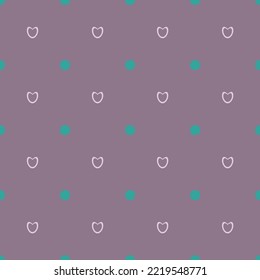Pattern vector of hearts and circles on a purple background. For use in modern design, textiles, wallpaper.