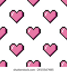 Pattern of vector hearts. Video games and Valentine's Day. Vector
