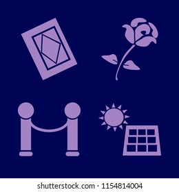 pattern vector icons set. with rose, solar panel, velvet and holy quran in set