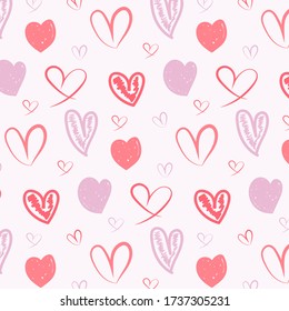 Pattern of vector illustrated heart icons