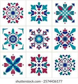 Pattern vector illustration A calm and elegant work of art with flowers blooming in bright and delicate hues. traditional design pattern For tiles, fabrics, backgrounds, carpets, wallpapers, textiles.