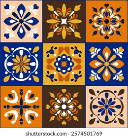 Pattern vector illustration A calm and elegant work of art with flowers blooming in bright and delicate hues. traditional design pattern For tiles, fabrics, backgrounds, carpets, wallpapers, textiles.