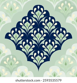 Pattern vector illustration A calm and elegant work of art with flowers blooming in bright and delicate hues. traditional design pattern For tiles, fabrics, backgrounds, carpets, wallpapers, textiles.