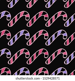 Pattern vector illustration of caramel, multi-colored Christmas candies
