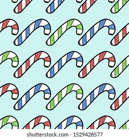 Pattern vector illustration of caramel, multi-colored Christmas candies