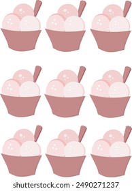 pattern vector illustration in a cup three scoops of ice cream