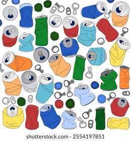 pattern vector illustration of metal used cans