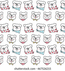 Pattern vector illustration of pug dog with doodle style.
