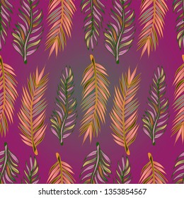 Pattern and vector illustration of tropic leaves