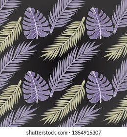 Pattern and vector illustration of tropic leaves