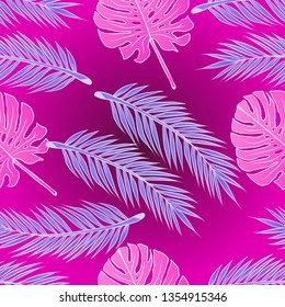 Pattern and vector illustration of tropic leaves