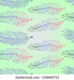 Pattern and vector illustration of tropic leaves