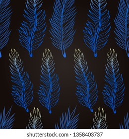 Pattern and vector illustration of tropic leaves