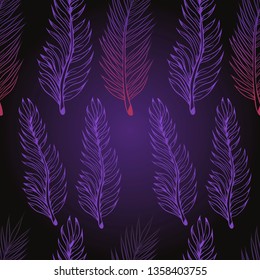 Pattern and vector illustration of tropic leaves