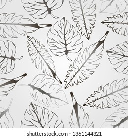 Pattern and vector illustration of tropic leaves